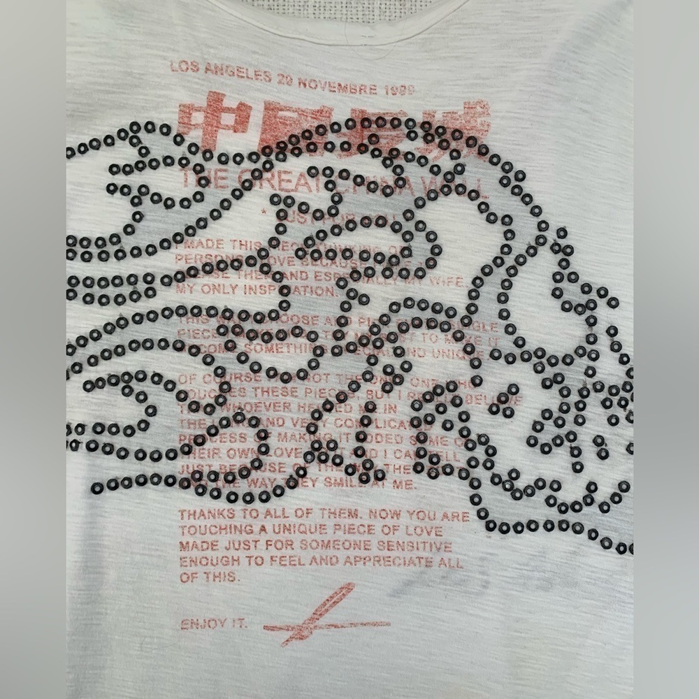 Rhinestone Embellished Great China Wall T-shirt, Los Angeles Sz S - Picture 5 of 6